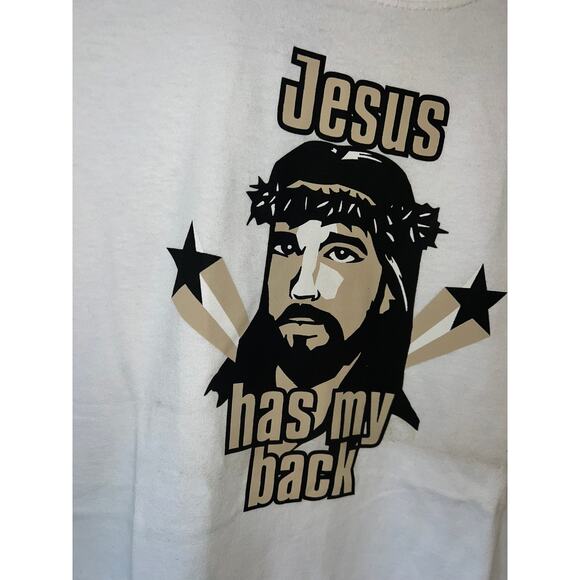 Y2K Jesus Has My Back Christ Graphic White Shirt Tee 2000s S Smal - Picture 4 of 8